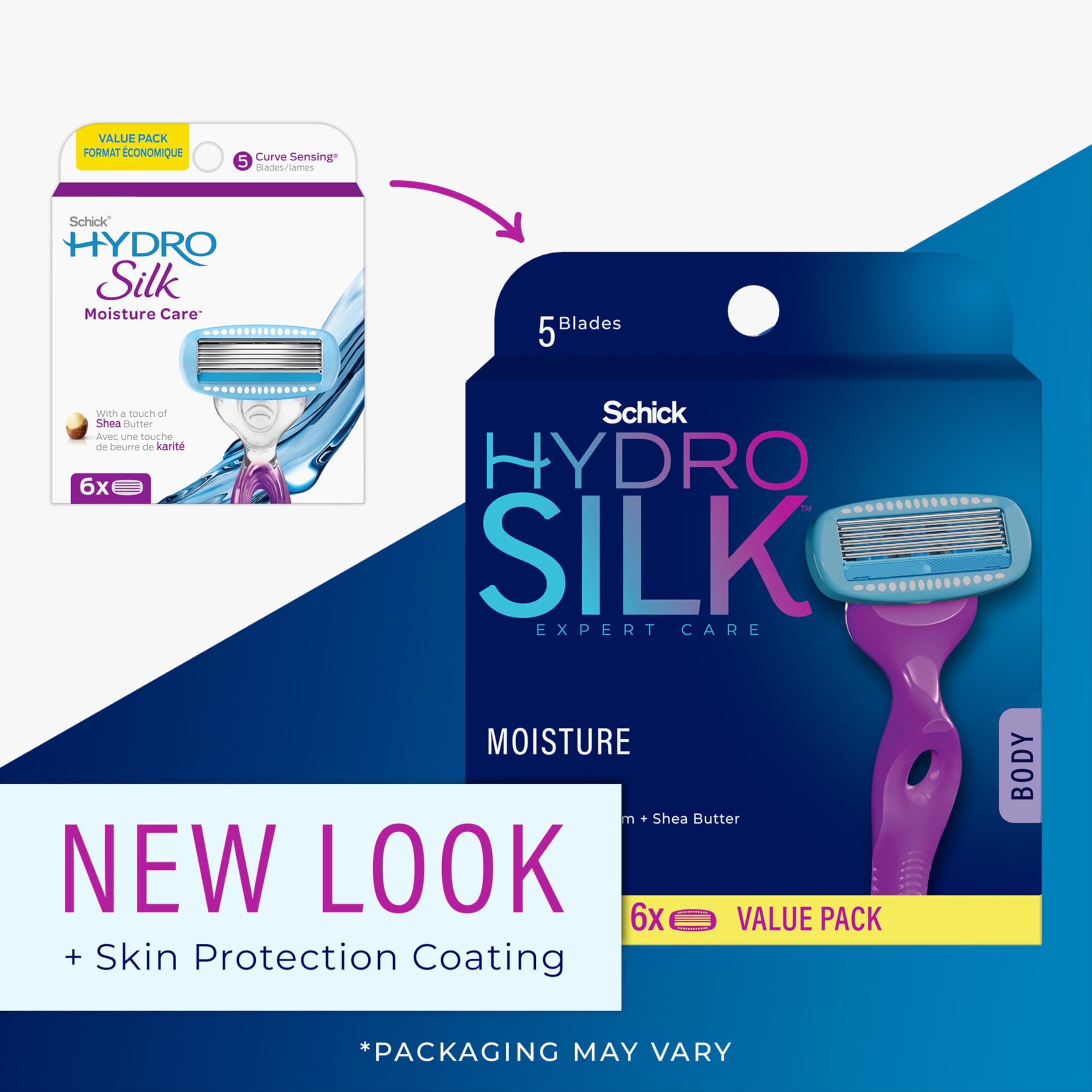Schick Hydro Silk Hang-In Shower Razor Blade Refills for Women, 6 Count